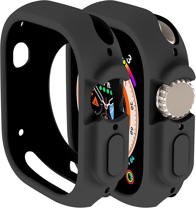 Yrzper Compatible with Apple Watch Ultra 49 mm case All-Round Shockproof TPU Silicone Protective Cover Bumper Shock-Absorbing Scratch-Resistant Protective case for Apple Watch Ultra 49 mm (Black)